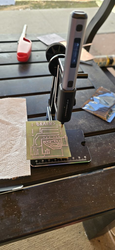 Drilling the component holes.